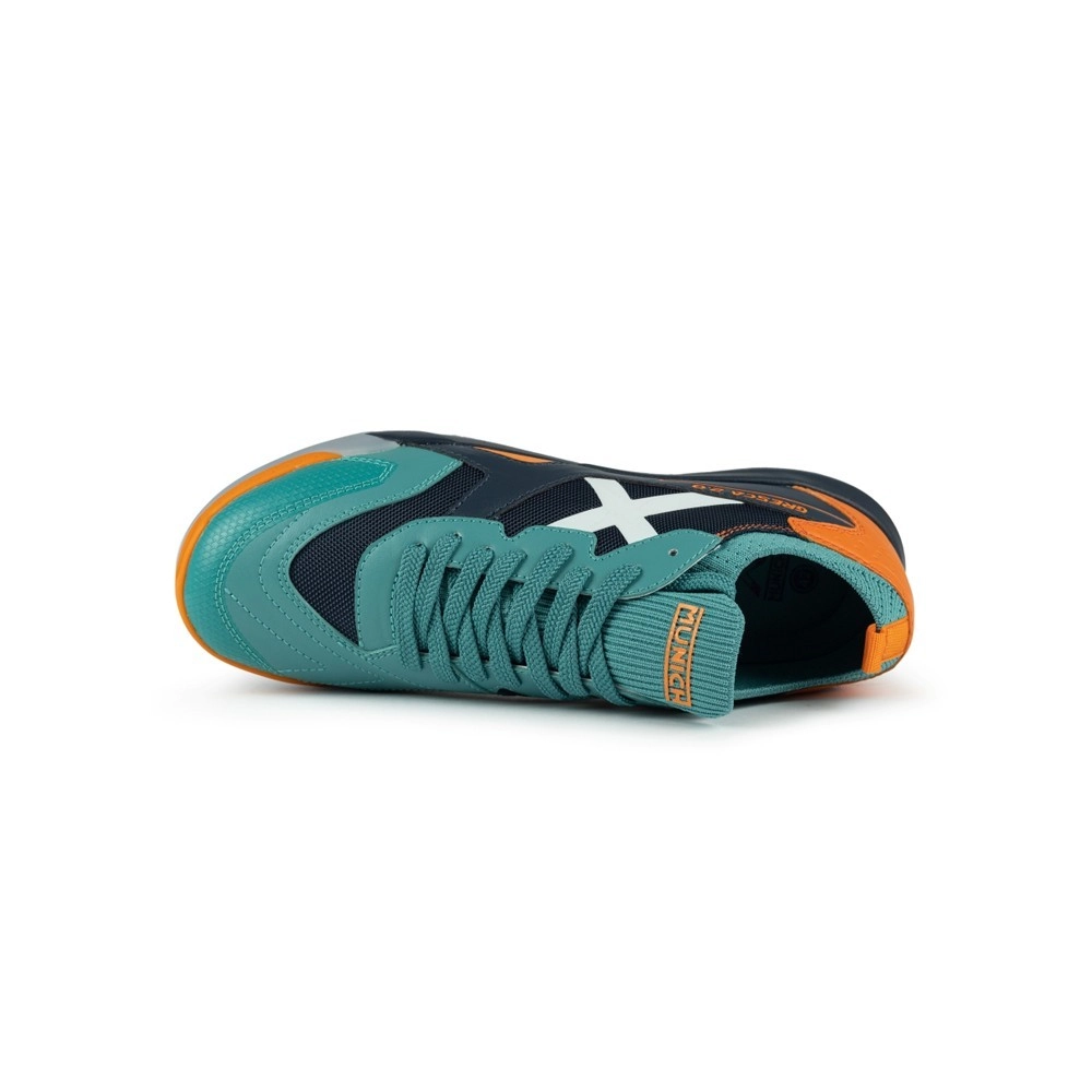 Miniatura 4.0 de Chuteira Futsal Gresca 2.0 Verde e Laranja Munich