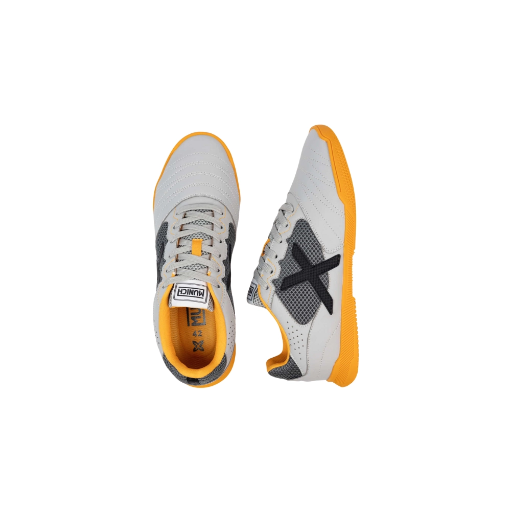 Miniatura 5.0 de Chuteira Futsal Debut Cinza/Laranja Munich
