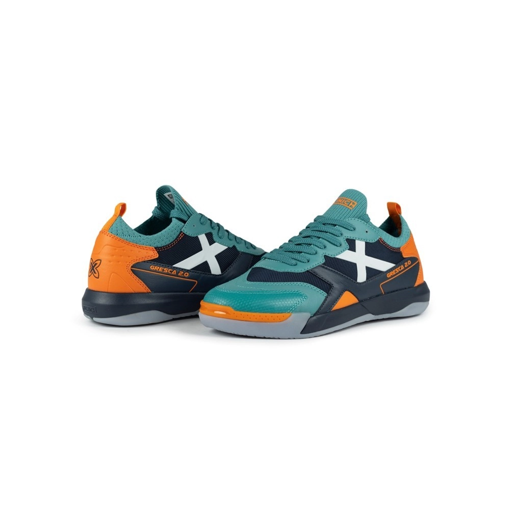 Miniatura 3.0 de Chuteira Futsal Gresca 2.0 Verde e Laranja Munich
